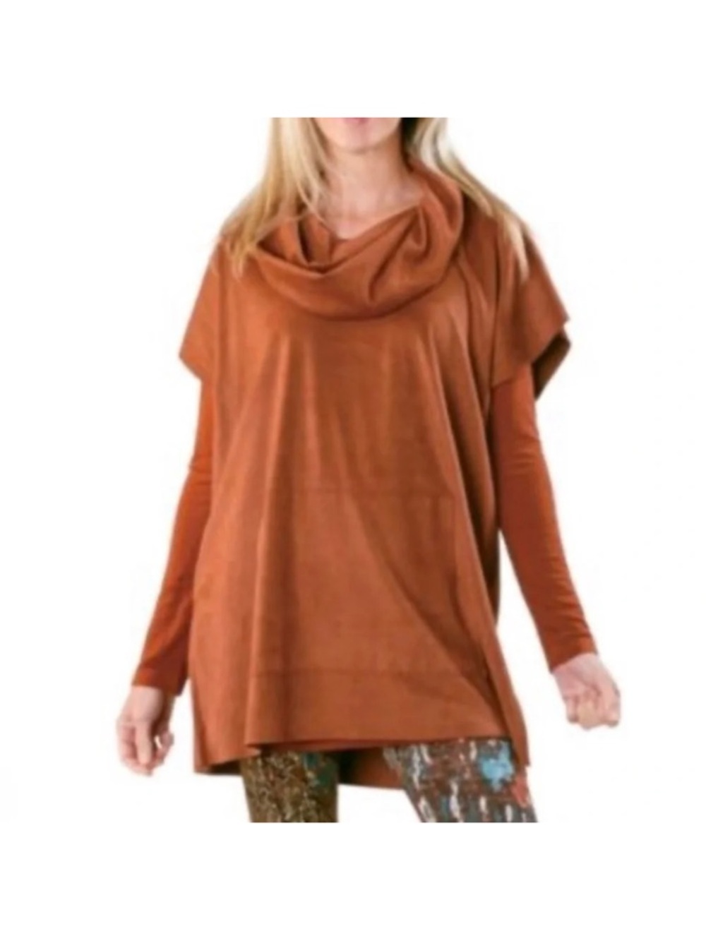 Bryn Walker faux suede pocket poncho tunic top